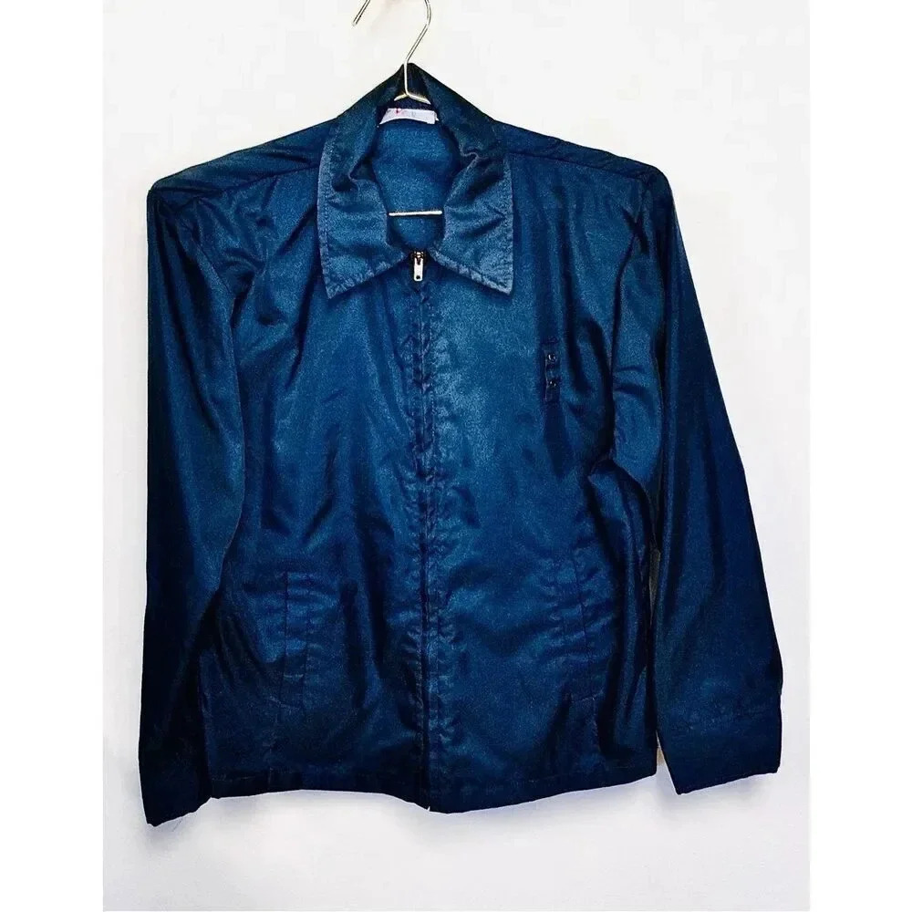Vintage Pinkerton Caleb V Smith & Son Inc Mens Medium Zip Front Windbreaker Blue